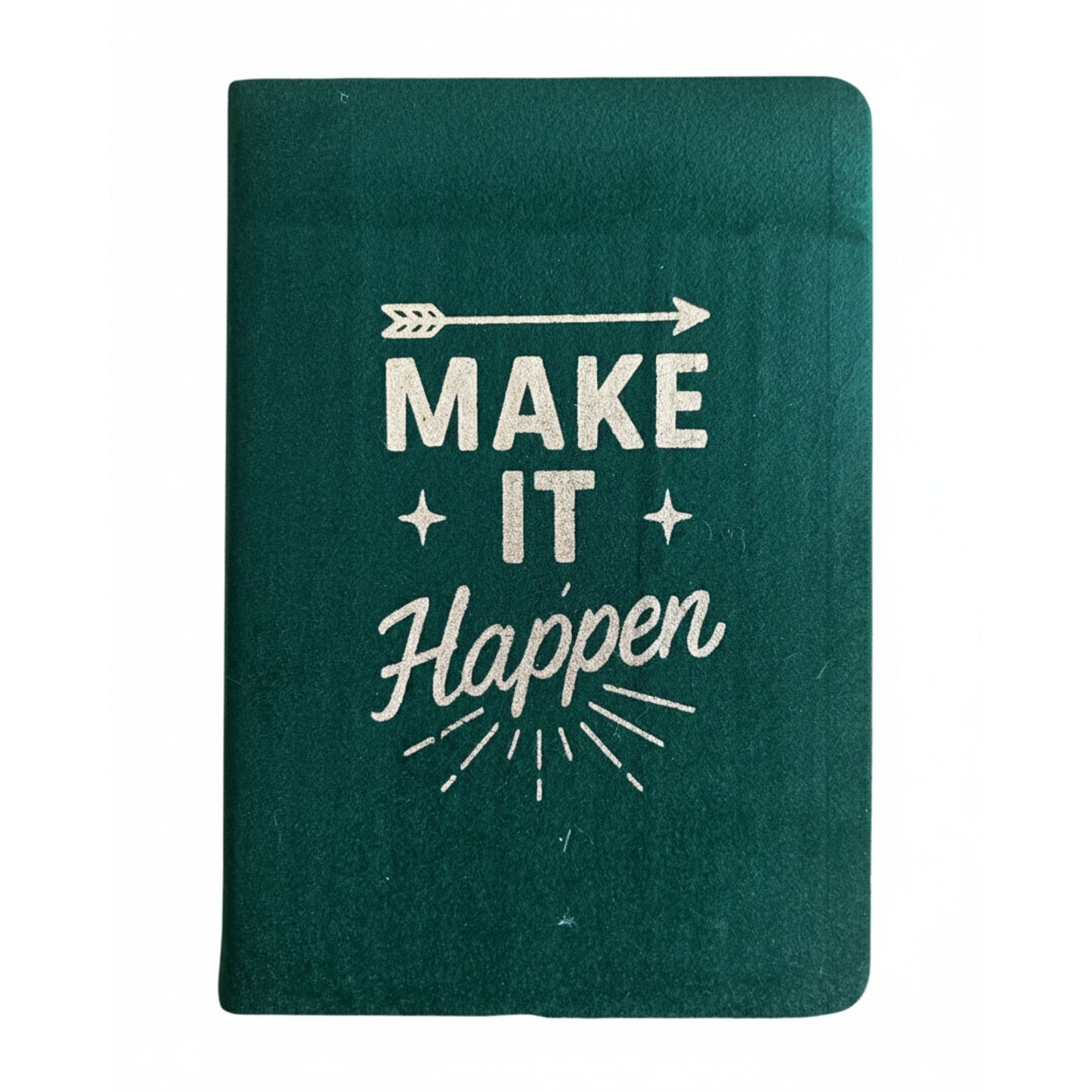 Notizbuch 'Make It Happen' in Dunkelgrün mit samtweichem Cover