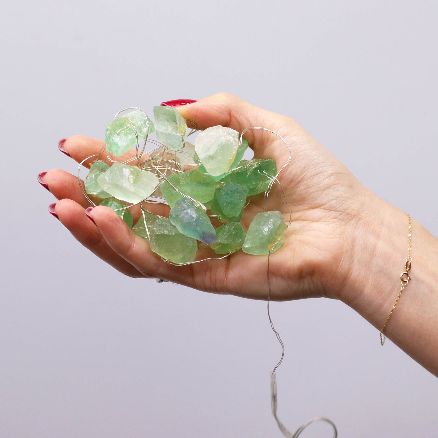 Mystische Jade-Lichterkette mit echten Edelsteinen