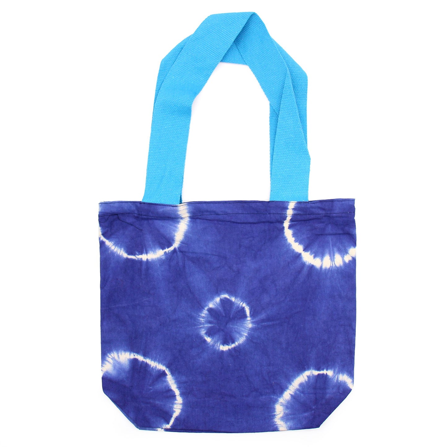 Batik Baumwolltasche mit blauen Ringen – Handgefertigte Eco-Tasche