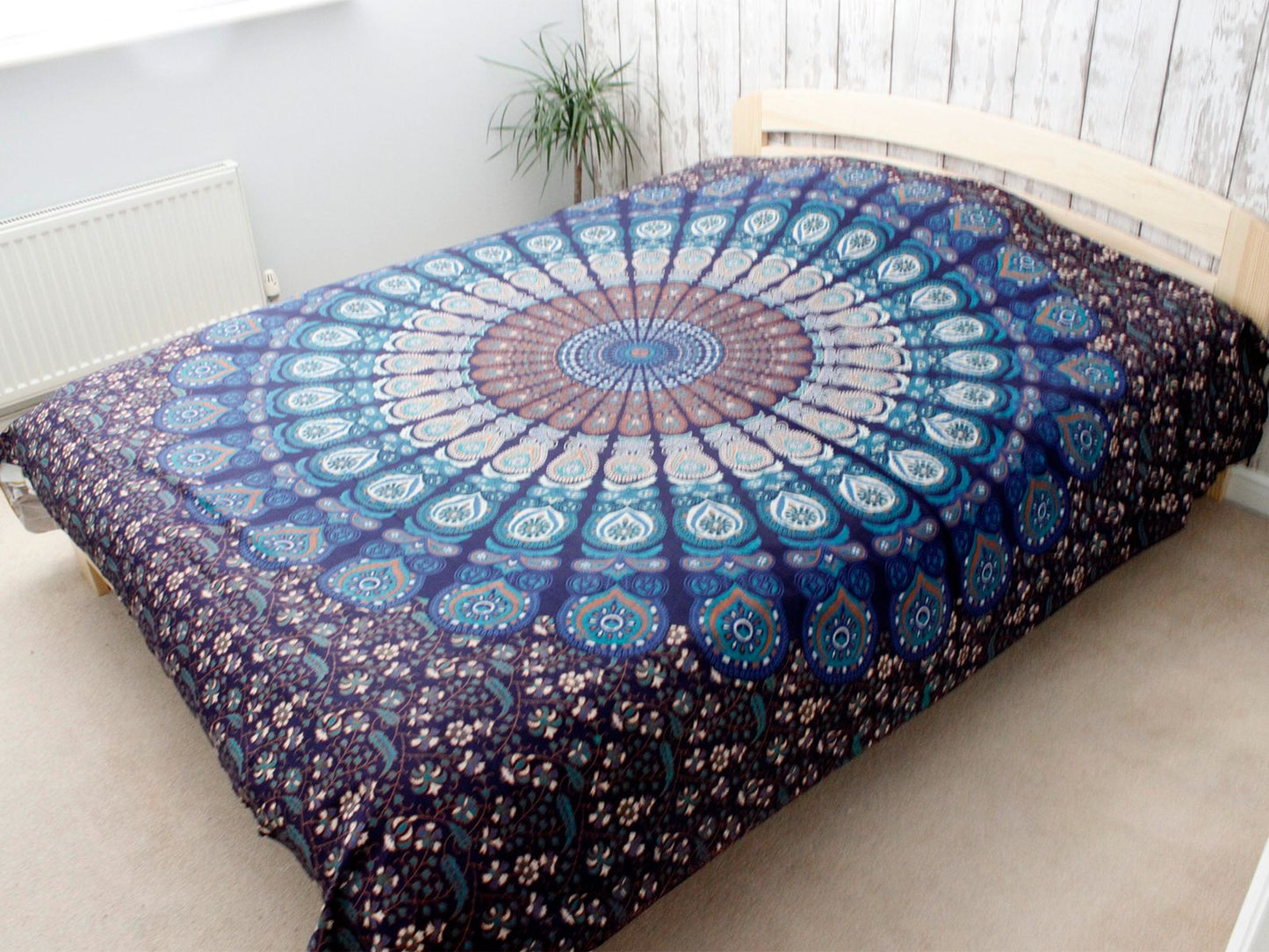 Klassisches Mandala – Handgewebte Baumwoll-Tagesdecke & Wandbehang 230 x 200 cm