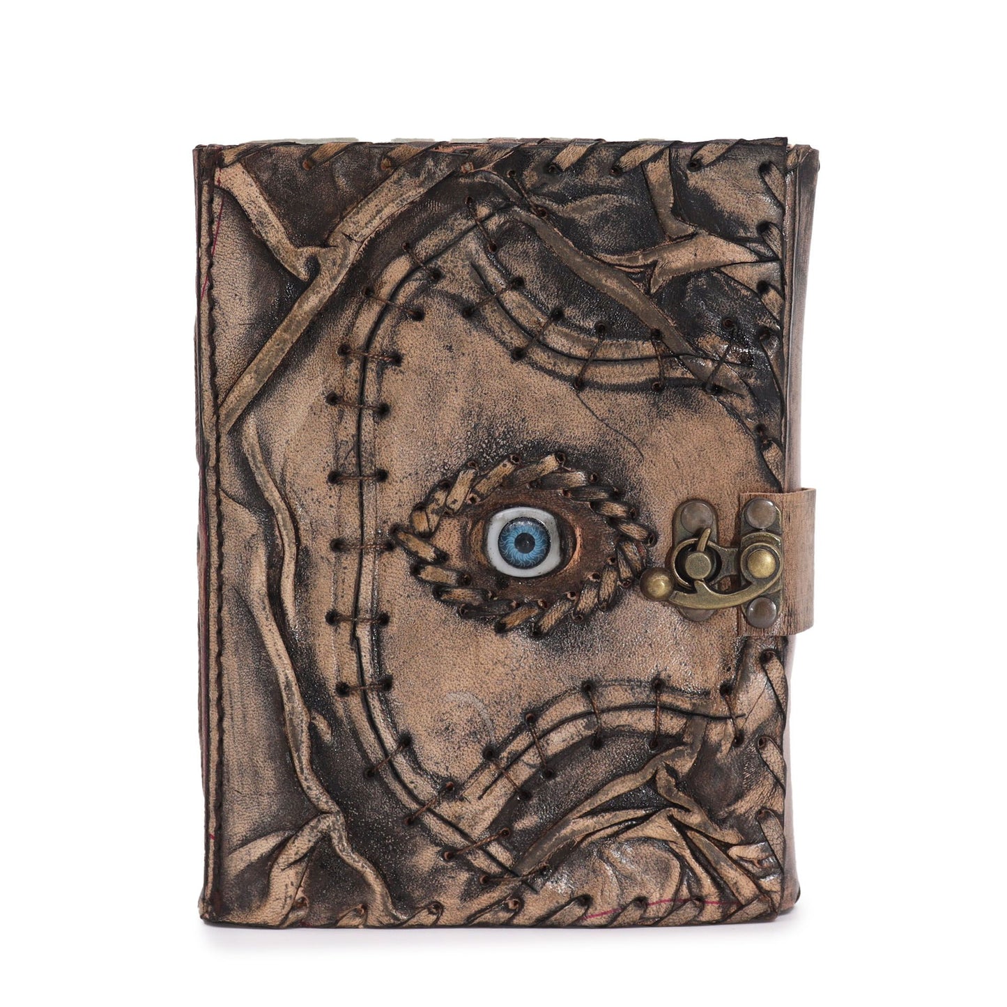 Ledernotizbuch Mystic Eye – Handgefertigt mit Büttenrand, 17 x 12,5 cm