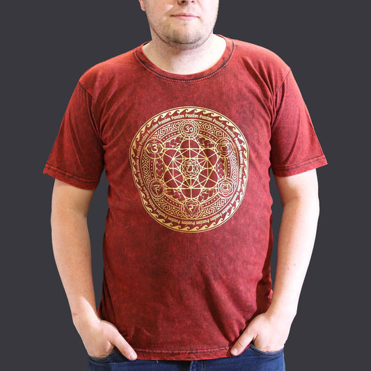 Chakra T-Shirt in Bordeaux - Stone Washed Oversized Fit aus Baumwolle