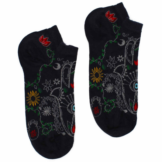 Sneakersocken Hamsa Gr. 36-40 – Schutzsymbol aus Bambus