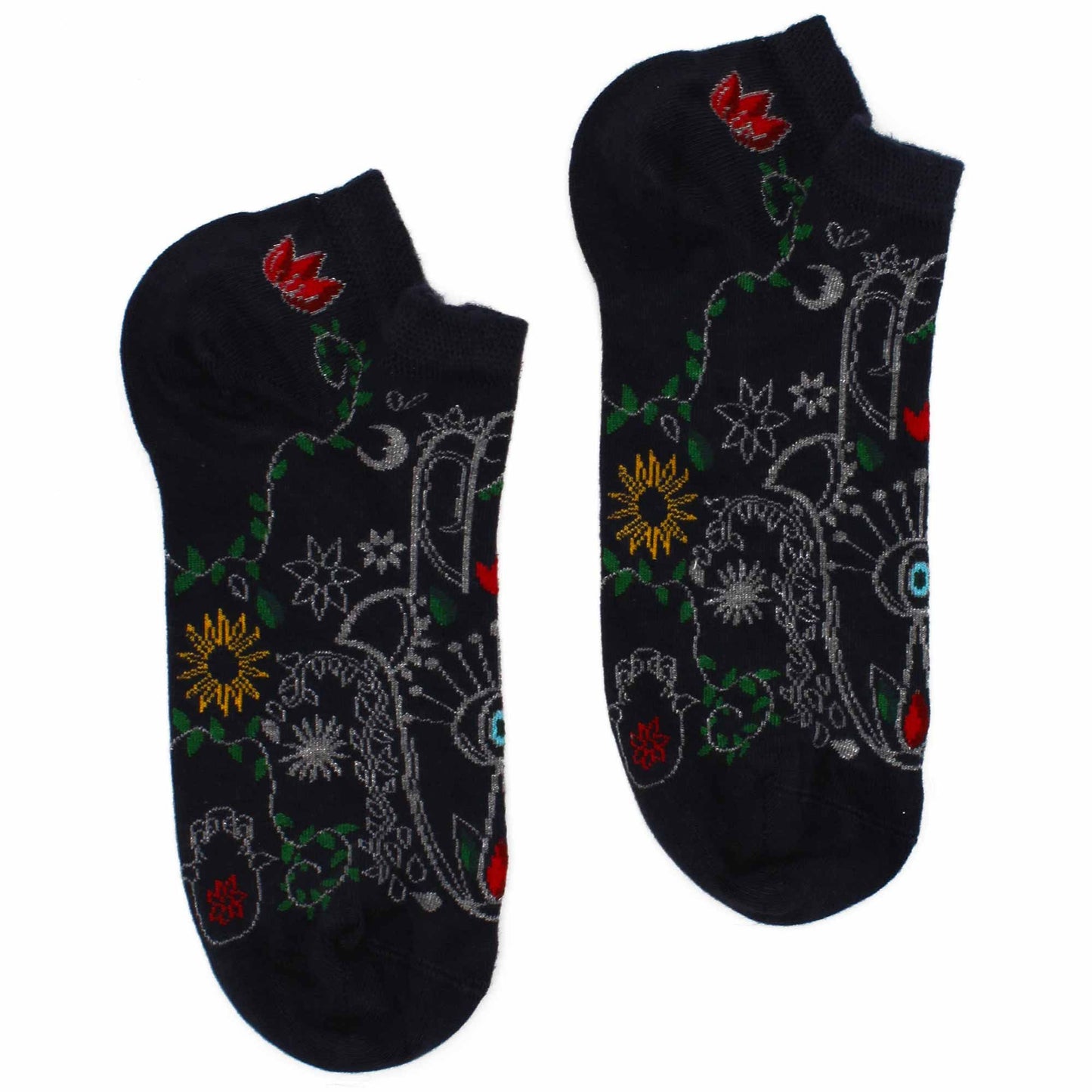 Sneakersocken Hamsa Design - Atmungsaktiv aus Bambusgarn