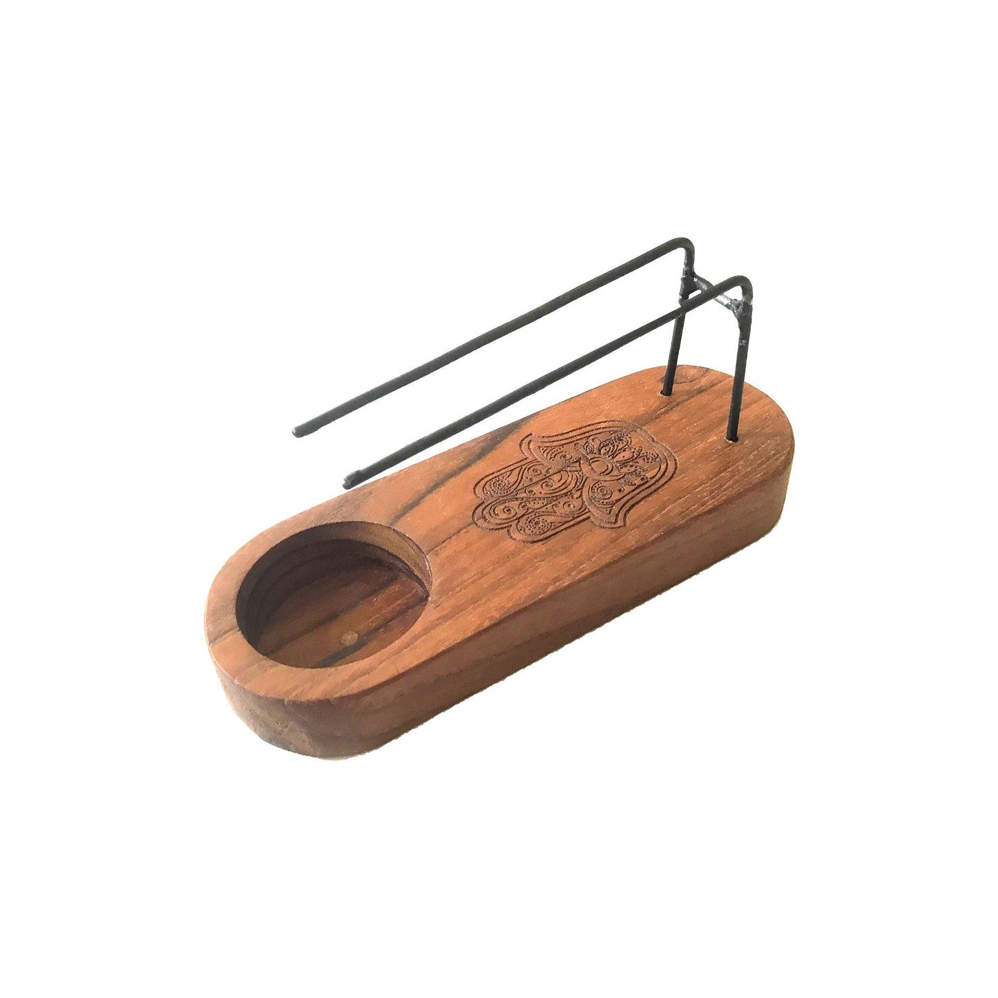 Palo Santo Wärmer aus Teakholz mit Hamsa-Symbol – Handgeschnitzt