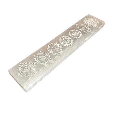Selenit-Ladeplatte 'Chakra' 20 cm – Handgeschnittenes Naturstein-Unikat