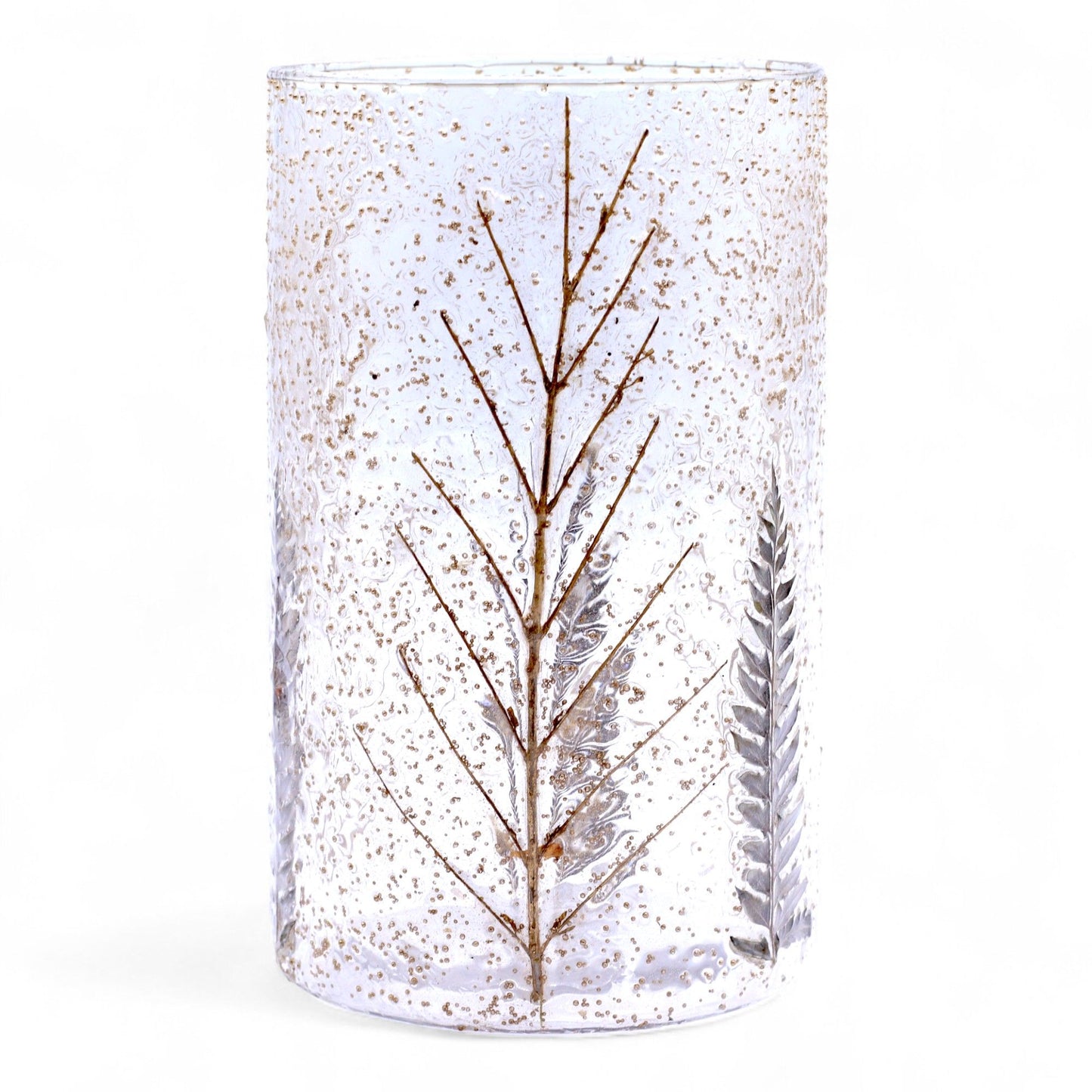Pino Glasvase – Hohe Vase mit echten Blättern im Glas
