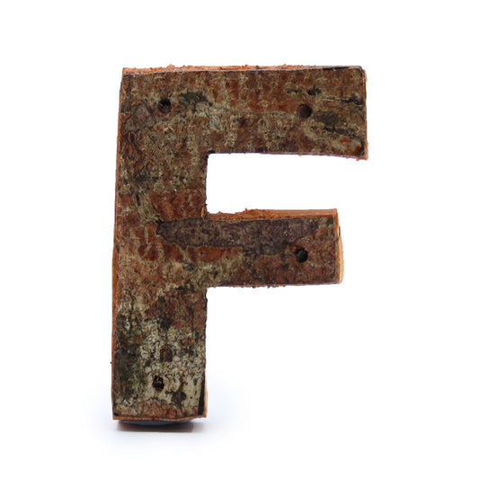 Dekorativer Buchstabe 'E' aus Albasia-Holz mit Rindenoptik - 7 cm