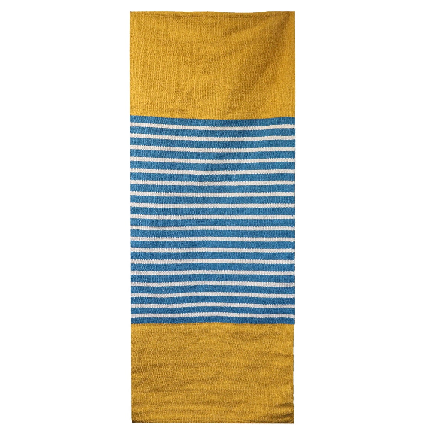 Handgewebter Baumwoll-Läufer in Gelb und Blau – 170 x 70 cm