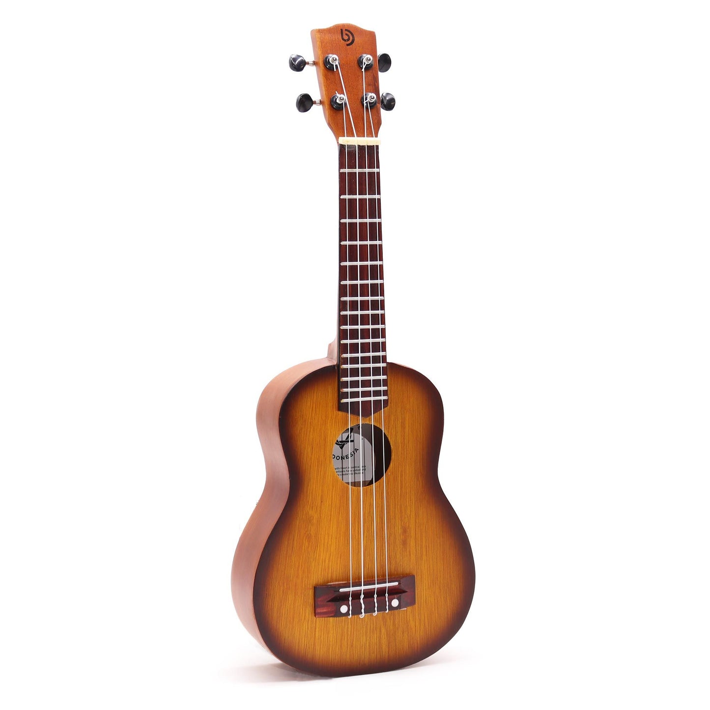 Ukulele in Sonokeling-Holz - Handgefertigt in Orange Sunburst mit Tragetasche