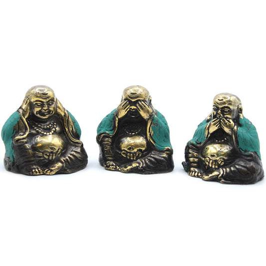 Dreier-Set Buddha-Statuetten in Messing – Die drei weisen Affen