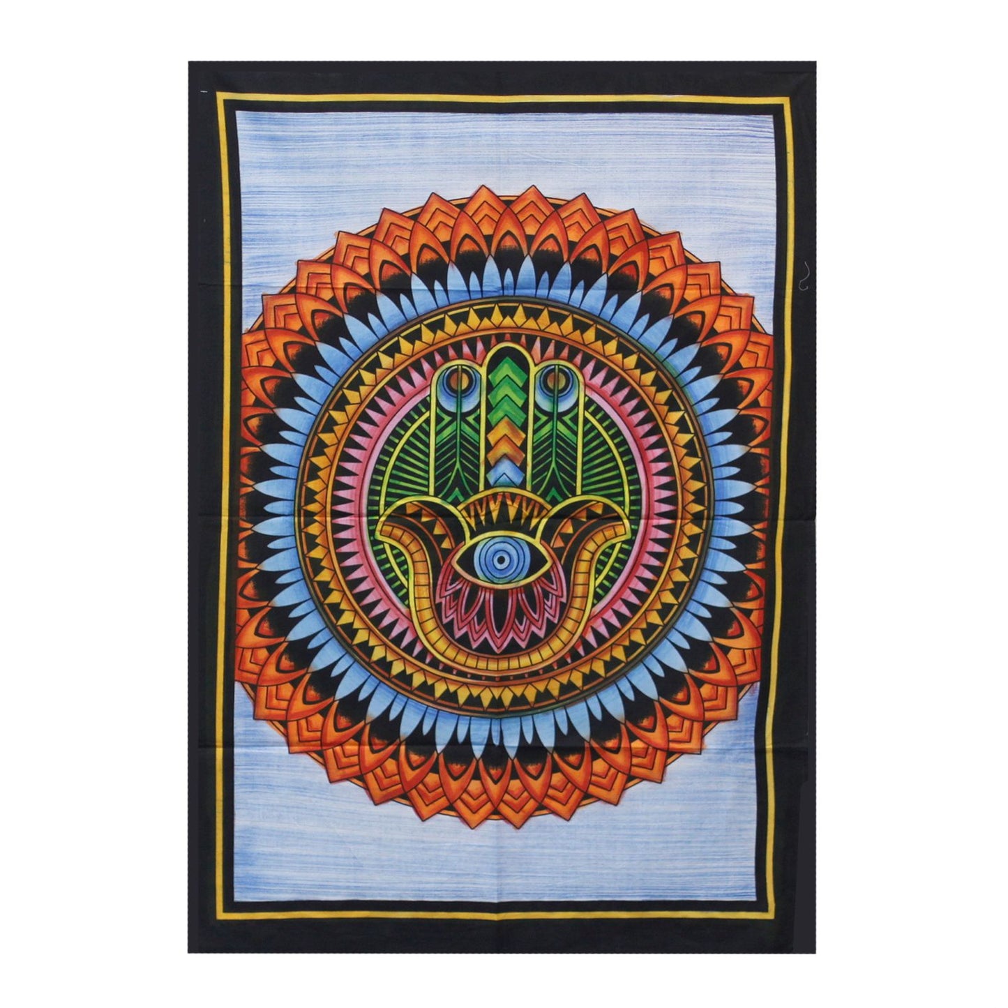 Handbemalter Baumwoll-Wandbehang mit Hamsa-Motiv