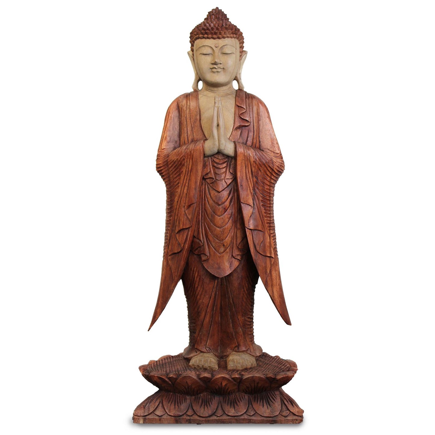 Willkommens-Buddha aus Suarholz - Handgeschnitzte Statue 100 cm