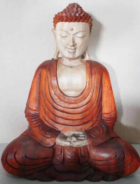 Handgeschnitzte Buddha Statue aus Suarholz – 40 cm mit ruhender Handhaltung