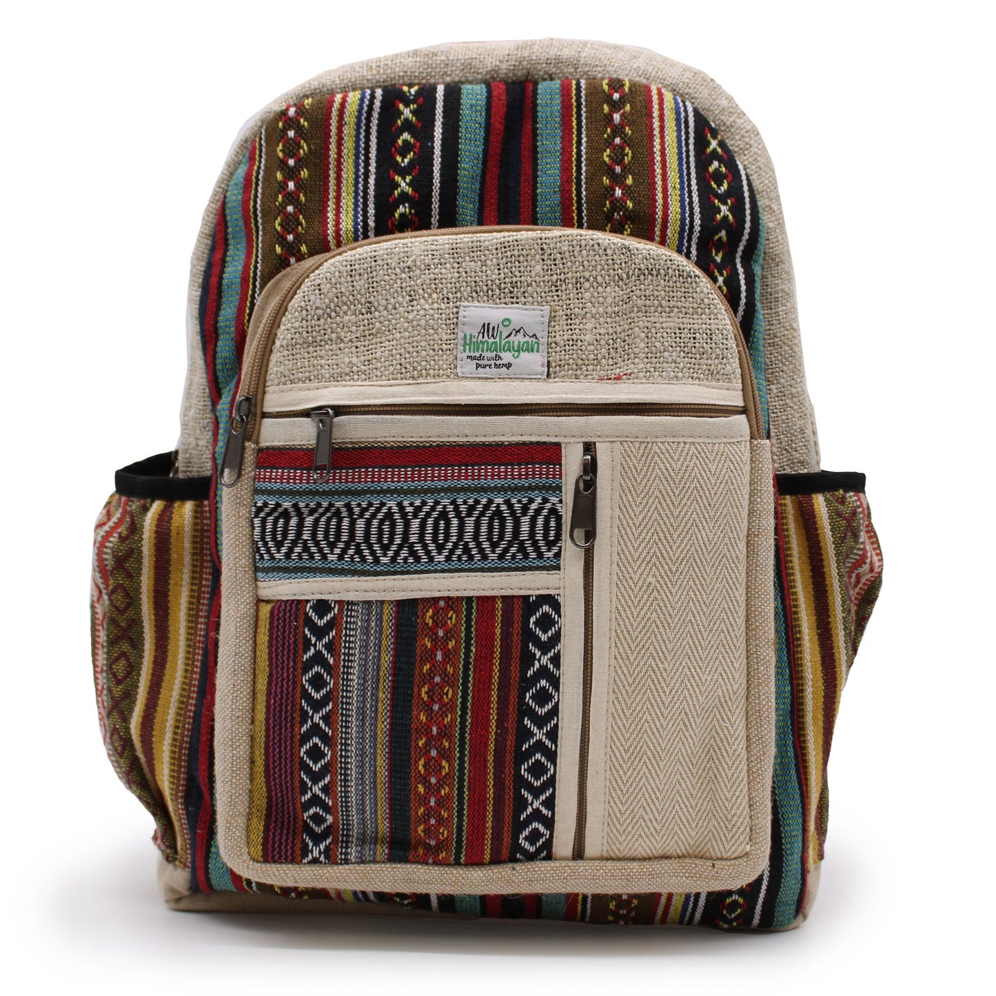 Großer Hanf-Rucksack mit geraden Reißverschlüssen – Leicht & Organisiert