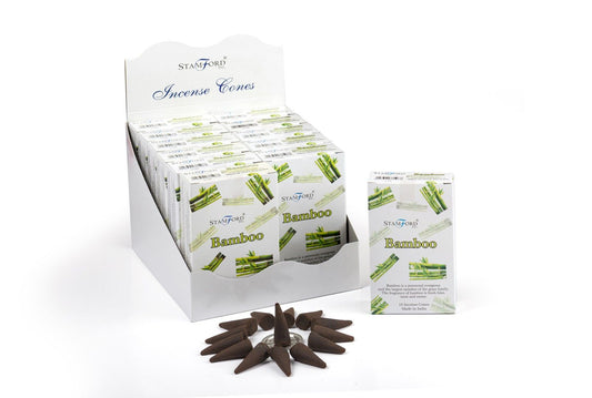 Räucherkegel-Set Bambus-Aromen mit Metallhalter – 15 Stück