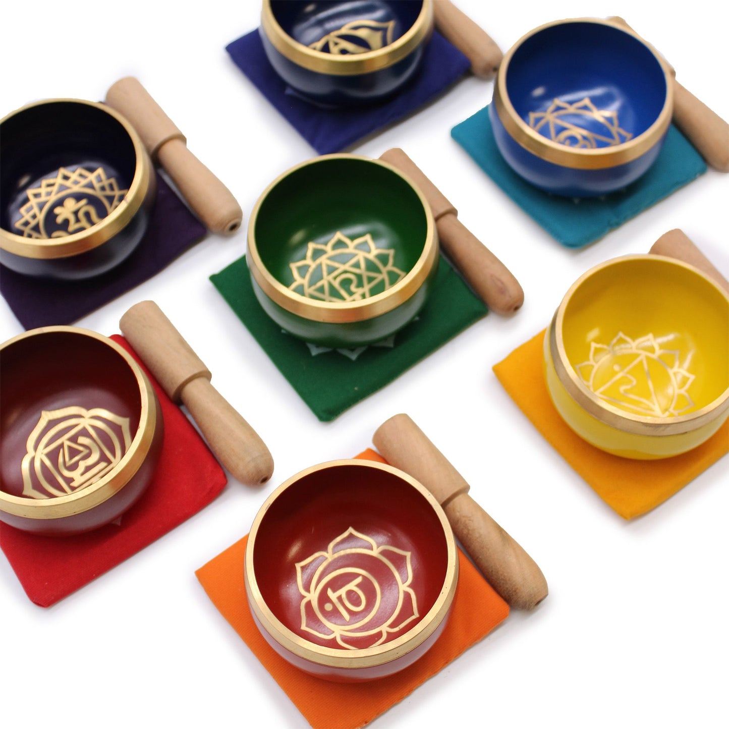 Chakra-Klangschalen-Set in Pyramidenbox – 7-teilig aus Messing