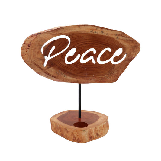 Handgefertigter Kerzenständer 'Peace' aus Holz & Metall