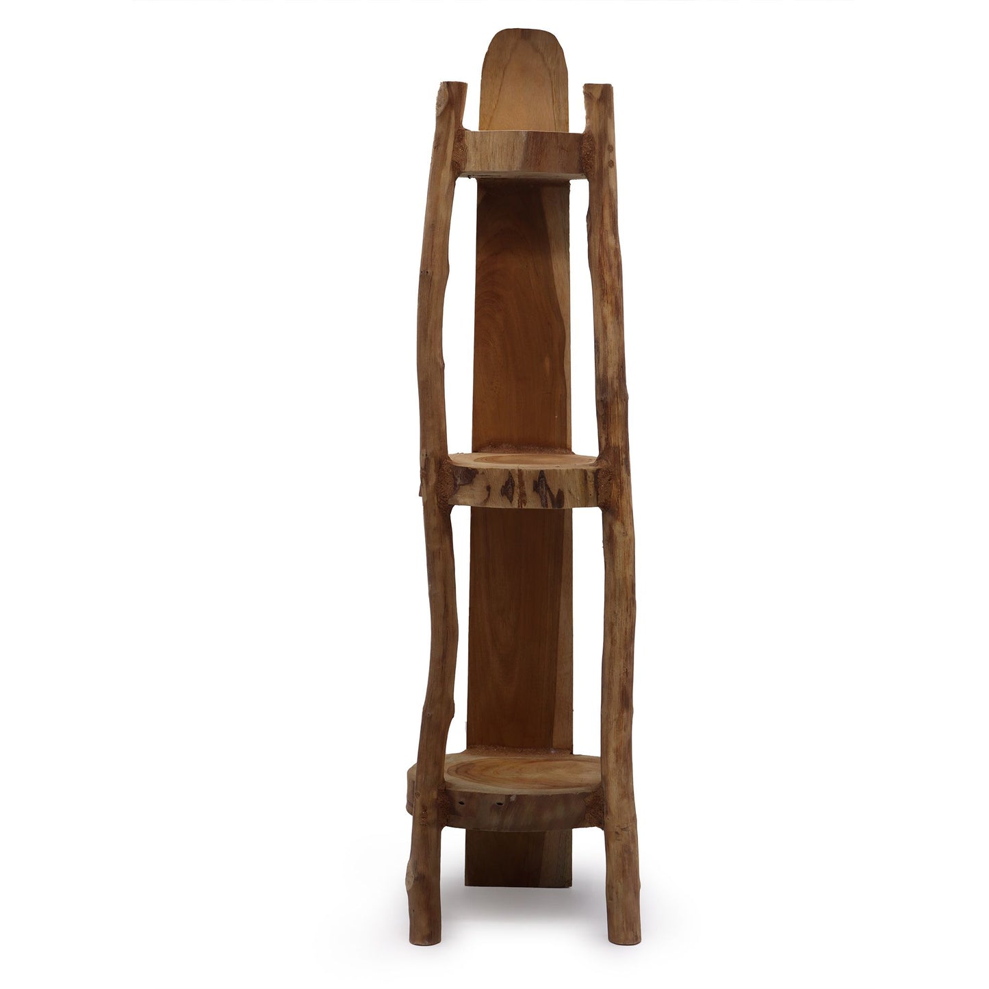 Massivholz Eckregal aus Teak mit 3 Böden, 90 cm hoch
