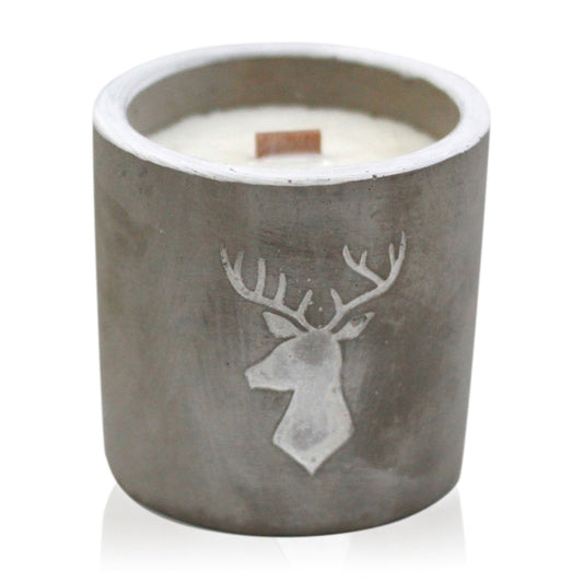 Beton-Duftkerze Stag Head mit Holzdocht - Whisky & Rauchholz Aroma