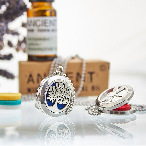 Aromatherapie Halskette Hamsa Chakra - 30mm Edelstahl mit Duftpad