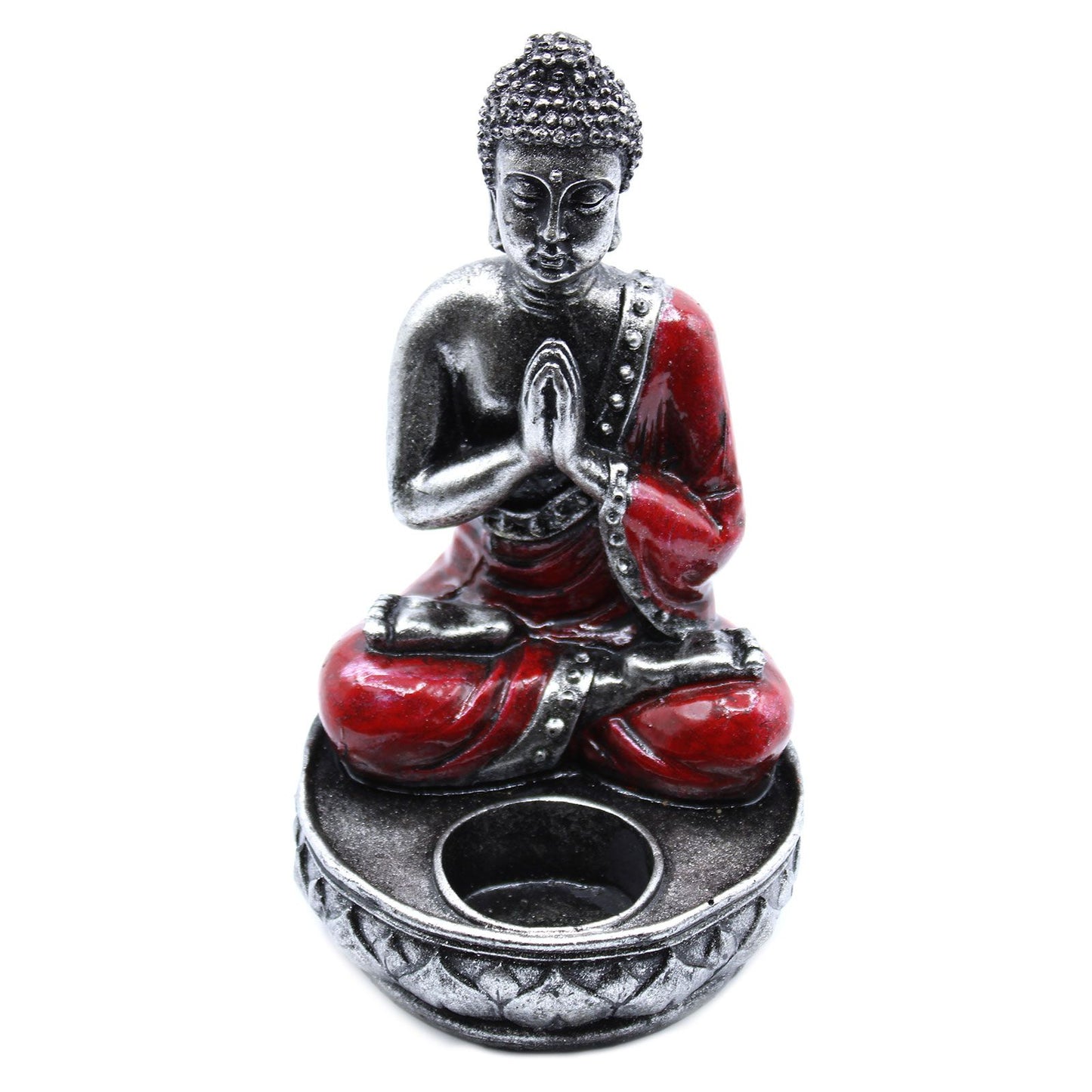 Handbemalte Buddha-Kerzenfigur in Rot - Medium - Für Harmonie und Ruhe