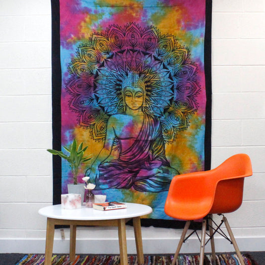 Handgewebte Hamsa-Decke in Schwarz – Baumwoll-Tagesdecke & Wandbehang