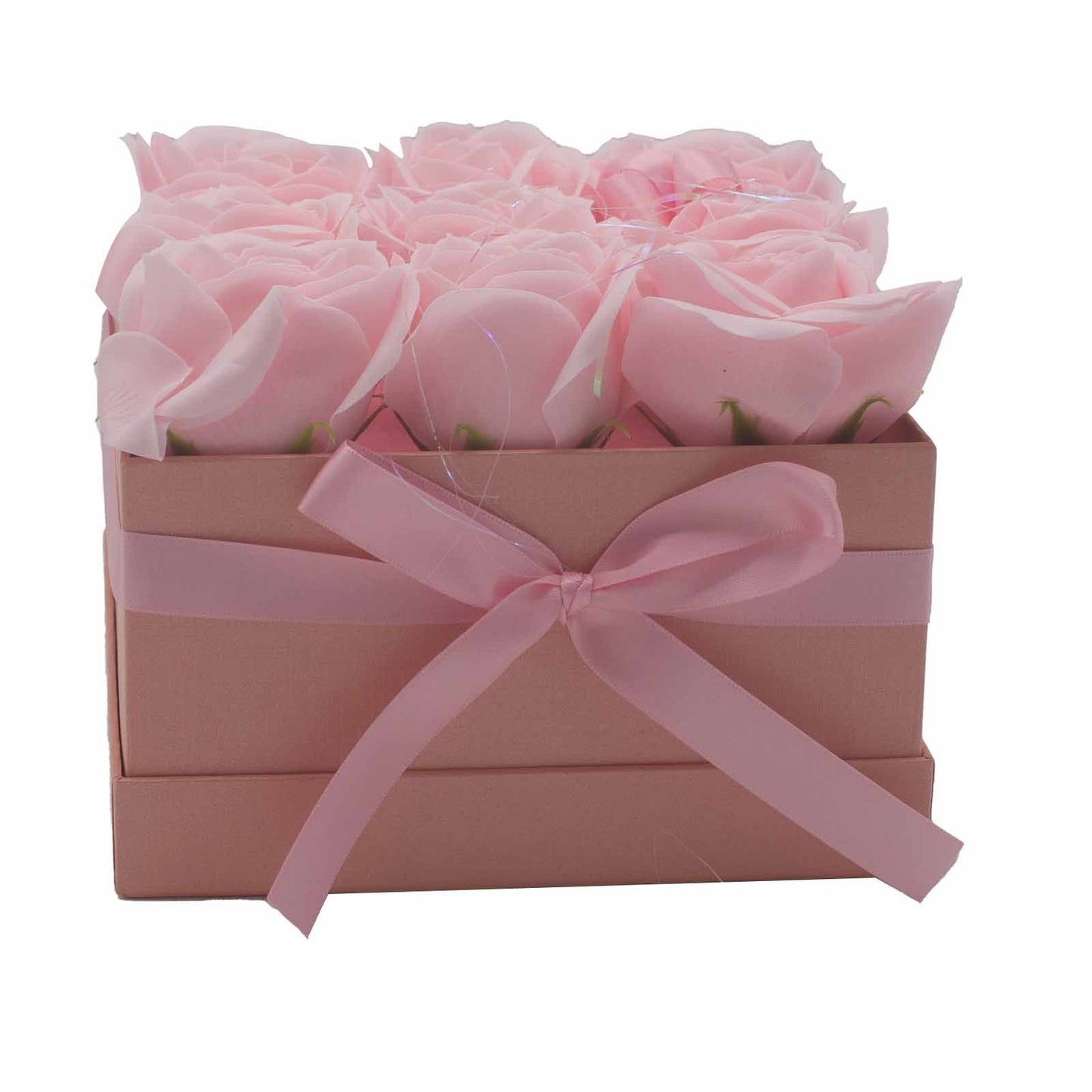 Seifenrosen-Strauß 'Zarte Romantik' - 9 rosa Rosen im Quadrat