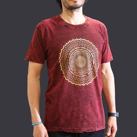 Mandala T-Shirt in Bordeaux - Doppelt steingewaschen & fair gefertigt