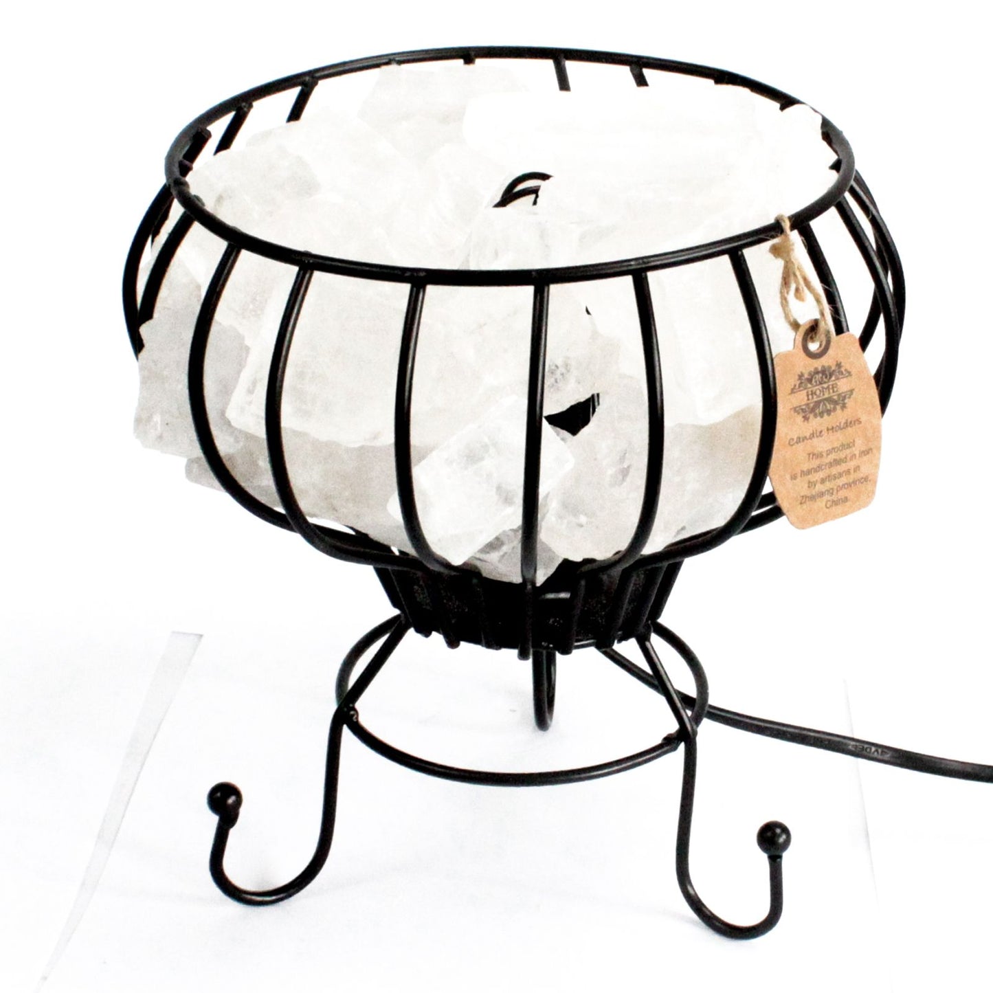 Weiße Himalaya Salz-Feuerschale – Komplettset mit Leuchte & 3 kg Salzbrocken