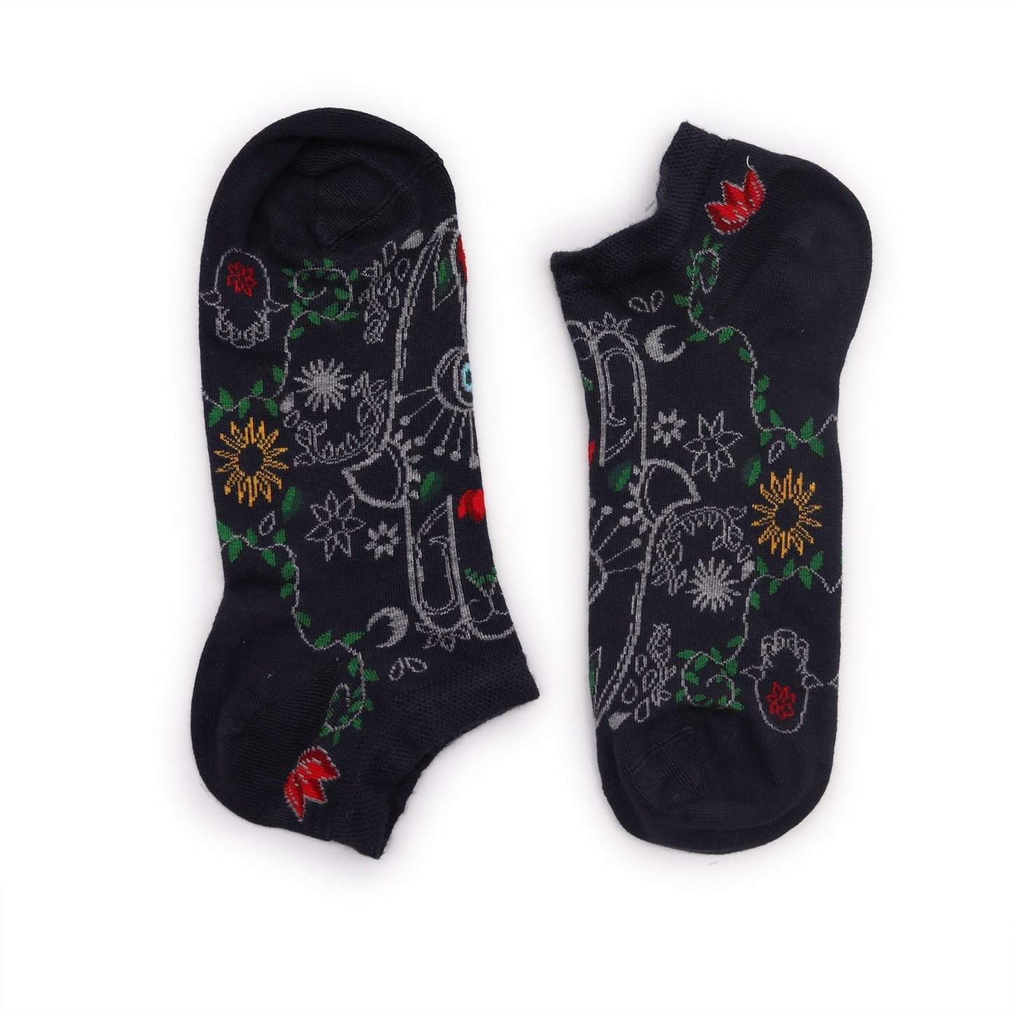 Sneakersocken Hamsa Gr. 36-40 – Schutzsymbol aus Bambus
