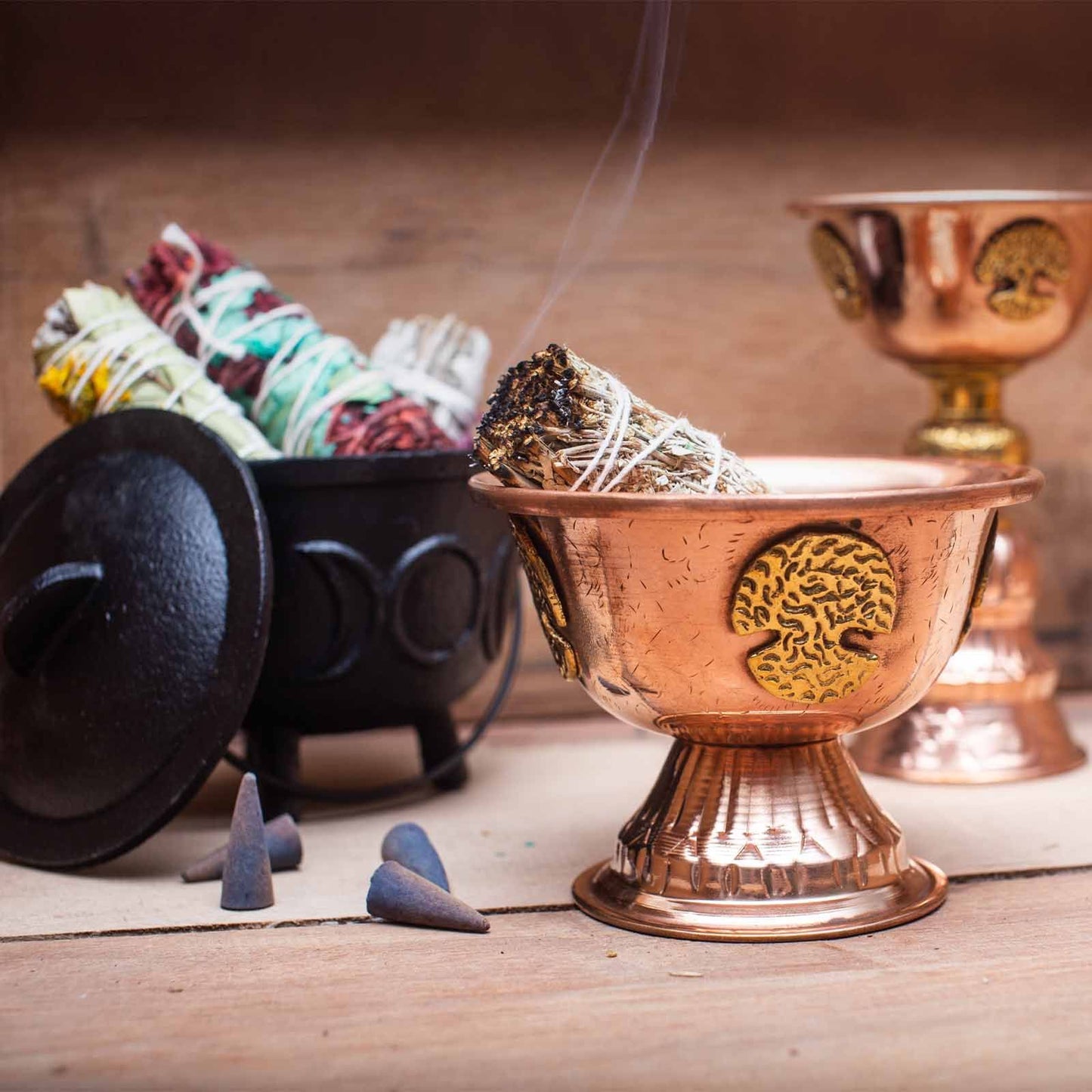 Ritualkelch aus Kupfer mit Lebensbaum-Gravur – 15 cm