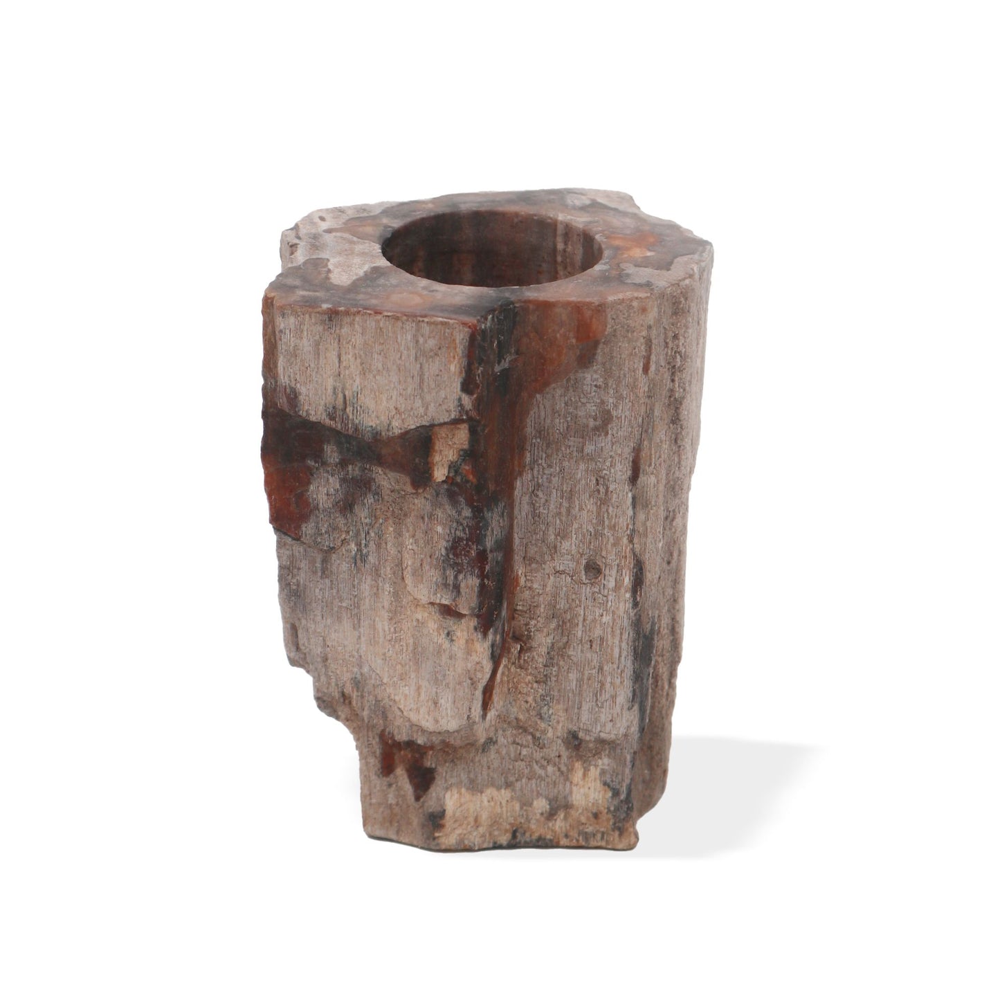 Kerzenhalter aus versteinertem Holz – Einzelstück in Marmor-Optik