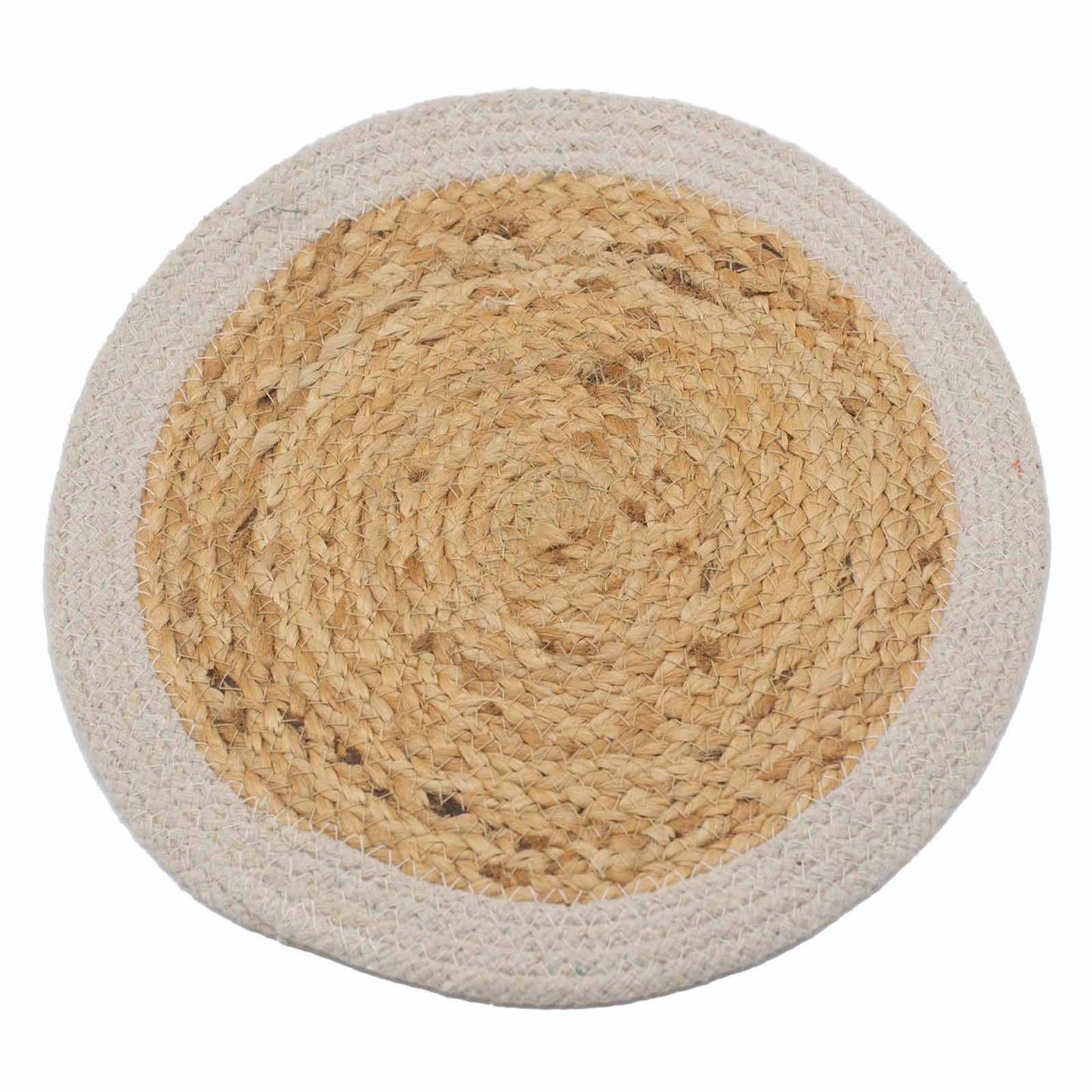 Rundes Tischset mit Elfenbeinrand - Jute & Baumwolle, 30cm - Boho Chic Design
