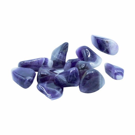 Set mit 24 Trommelsteinen aus gebändertem Amethyst – Natürliche Edelsteine poliert