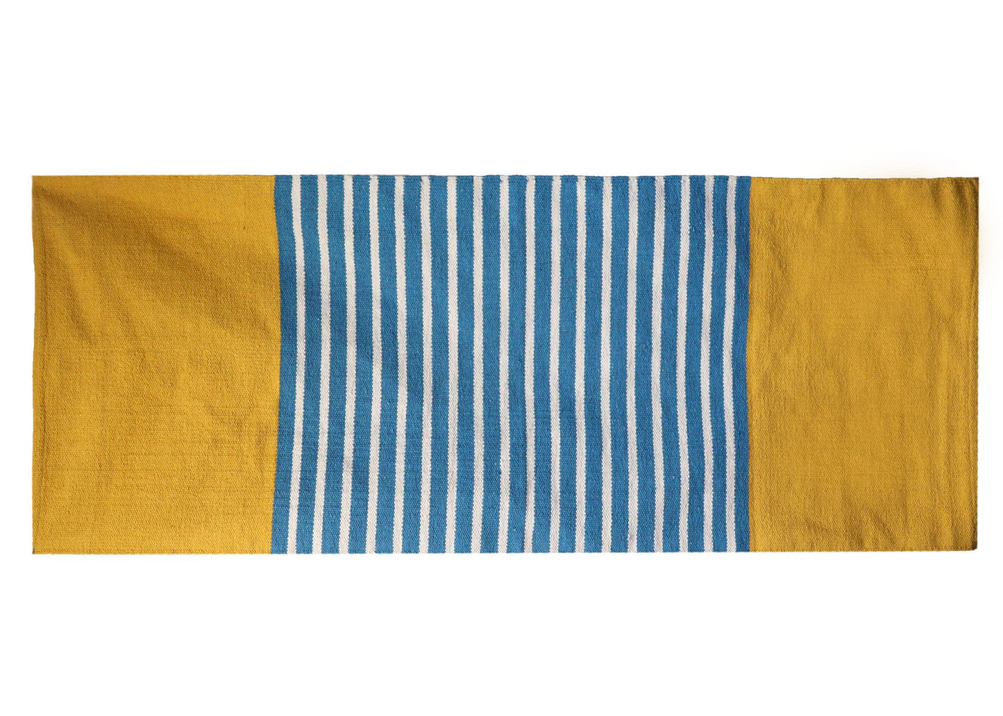 Handgewebter Baumwoll-Läufer in Gelb und Blau – 170 x 70 cm