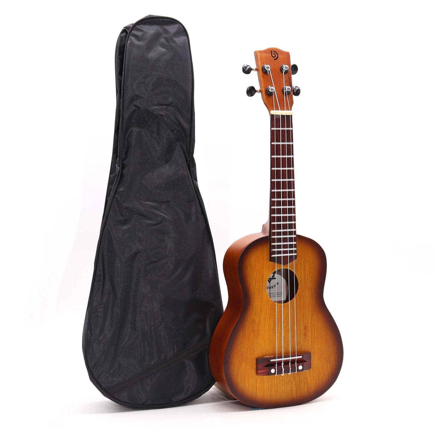 Ukulele in Sonokeling-Holz - Handgefertigt in Orange Sunburst mit Tragetasche