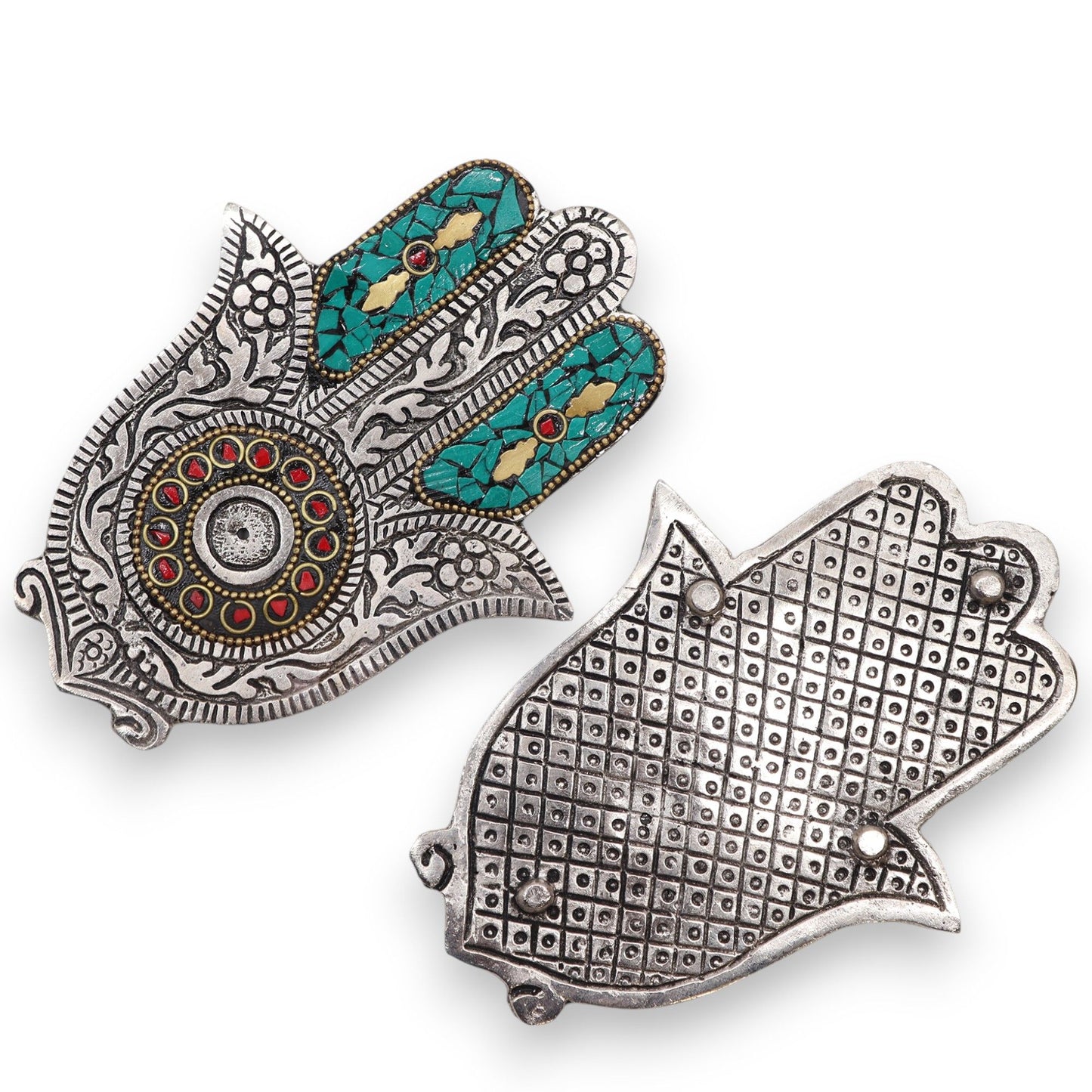 Hamsa Räucherstäbchenhalter in Smaragdgrün – Handpoliertes Aluminium