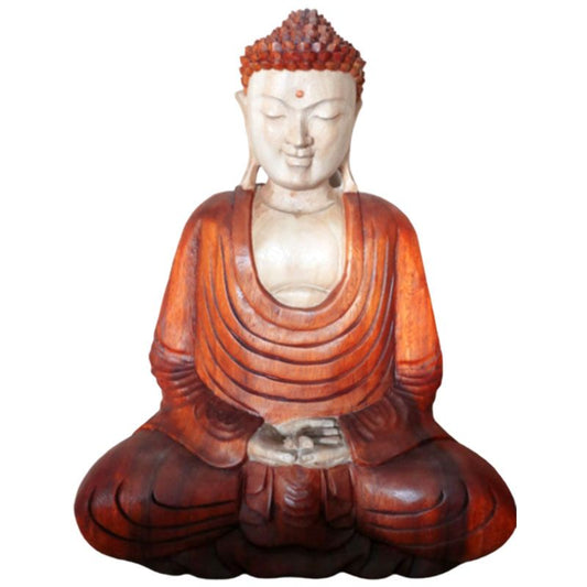 Handgeschnitzte Buddha Statue aus Suarholz – 40 cm mit ruhender Handhaltung