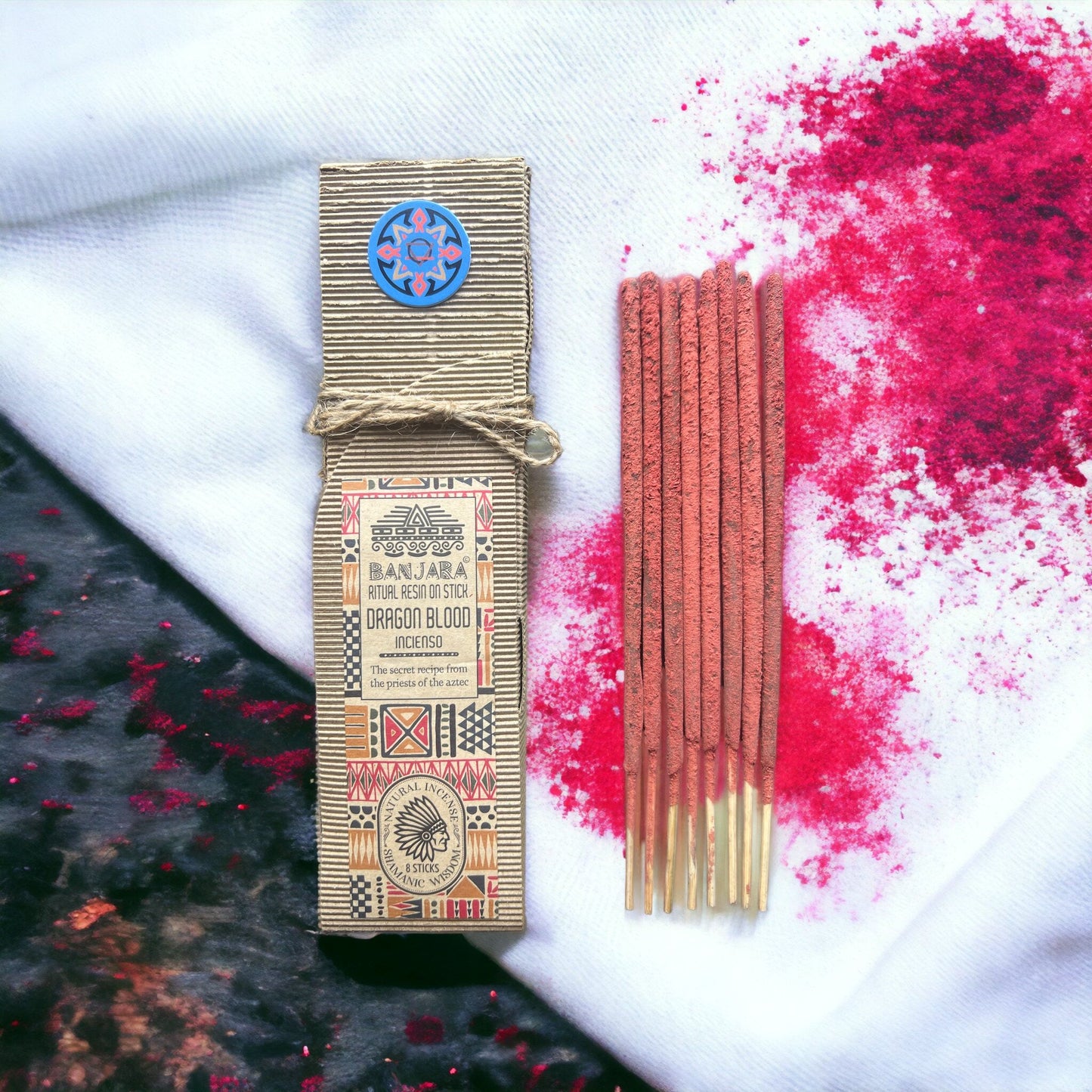 Ritualharzstäbchen Drachenblut – Handgefertigte Räucherstäbchen aus Indien (8er Set)