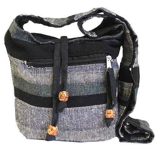 Nepal Schultertasche in Berg-Granit – Baumwoll-Umhängetasche für Abenteuer