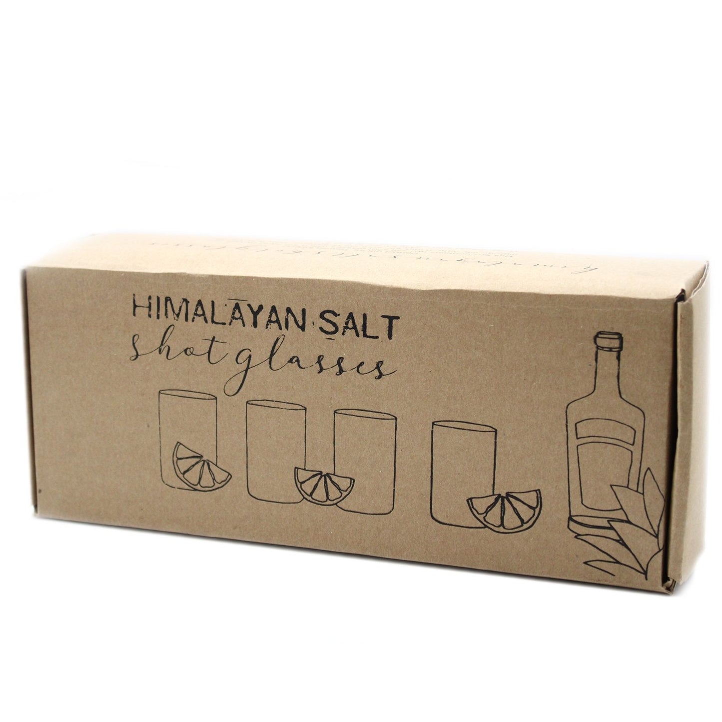 Set mit 4 Shotgläsern aus Himalaya-Salz & Servierbrett aus Holz