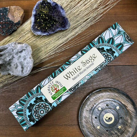 Mandala Masala Räucherstäbchen Weißer Salbei - 12er Set für Reinigung & Harmonie