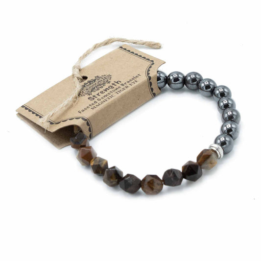 Facettiertes Tigeraugen Armband mit Magnetverschluss – Lichtspiel in Gold & Braun