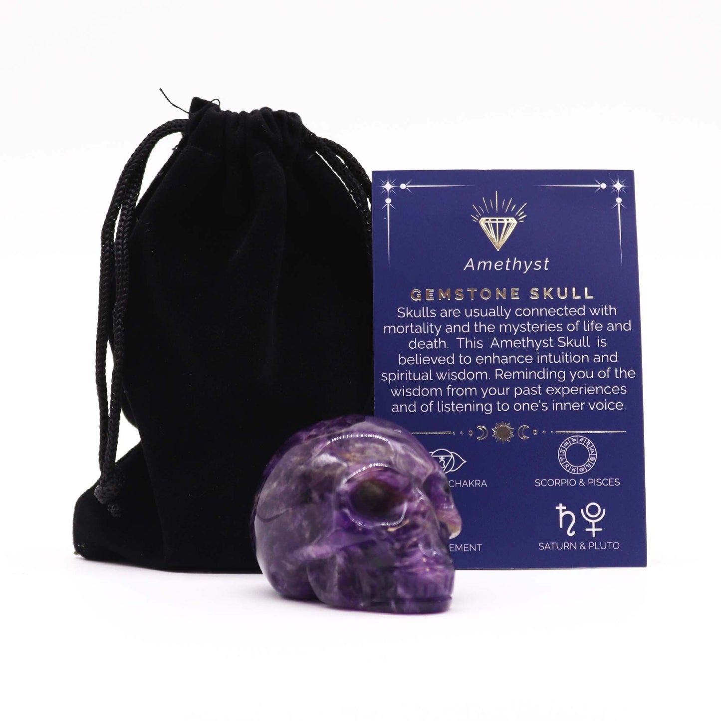 Handgeschnitzter Schädel aus Amethyst – Einzigartige Edelstein-Skulptur
