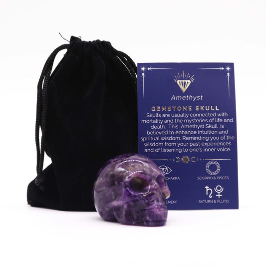 Handgeschnitzter Schädel aus Amethyst – Einzigartige Edelstein-Skulptur
