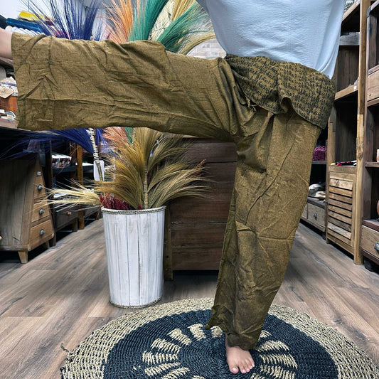 Mandala-Mantra Yoga-Hose in Orange – Handgefertigt aus Baumwolle