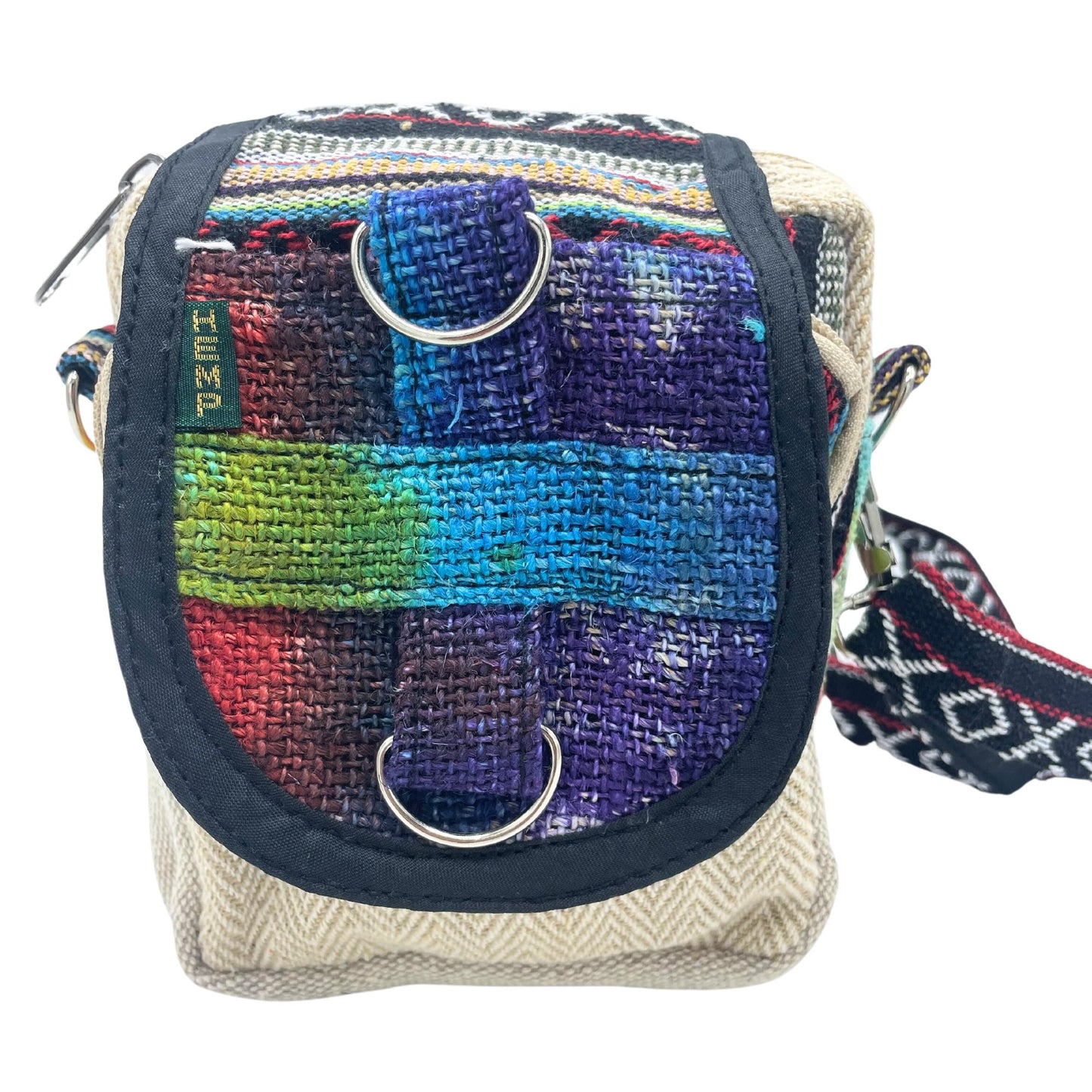 Messenger Bag aus Hanf-Baumwolle im Tie-Dye Look – Handgefertigte Umhängetasche