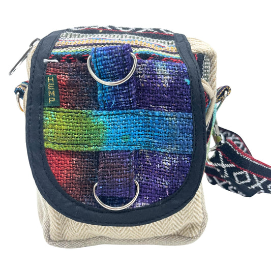 Messenger Bag aus Hanf-Baumwolle im Tie-Dye Look – Handgefertigte Umhängetasche
