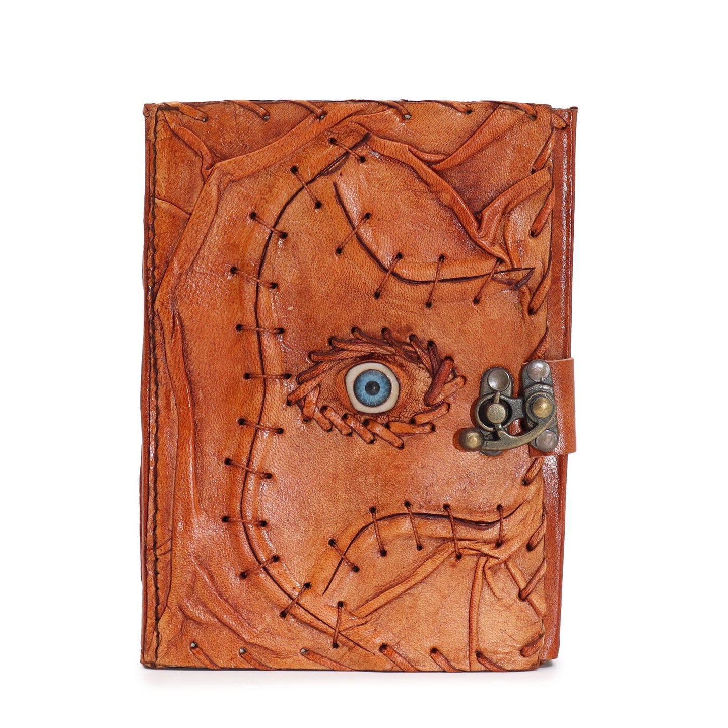 Ledernotizbuch 'Böses Auge' | Handgefertigt | 160 Seiten mit Deckle Edges